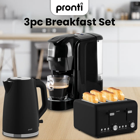 Pronti Breakfast Set with HomeMaid Coffee Machine, Toaster & Kettle