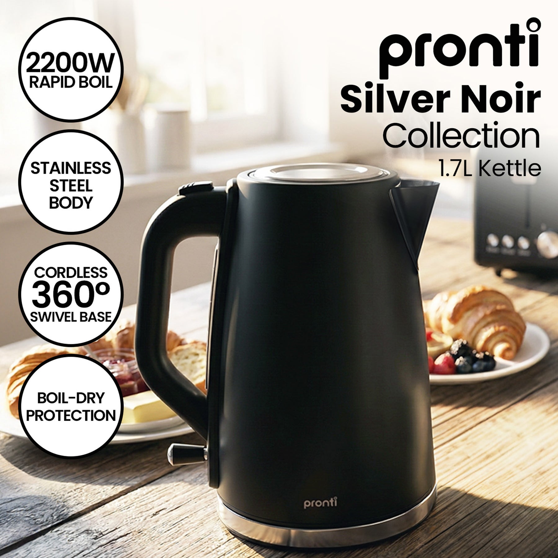 Pronti Breakfast Set with HomeMaid Coffee Machine, Toaster & Kettle