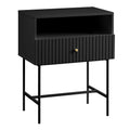 Sarantino Cecil Black Slender Fluted Bedside Table - SuperSaverAU - view 1