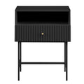 Sarantino Cecil Black Slender Fluted Bedside Table - SuperSaverAU - view 2