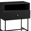 Sarantino Cecil Black Slender Fluted Bedside Table - SuperSaverAU - view 5