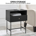Sarantino Cecil Black Slender Fluted Bedside Table - SuperSaverAU - view 6