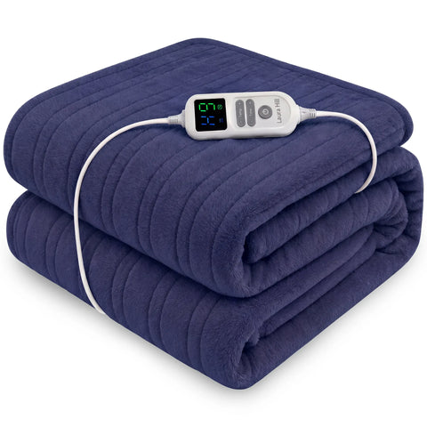 Laura Hill XL Electric Heated Blanket Throw – Blue 200 x 180cm, 10 Heat Settings