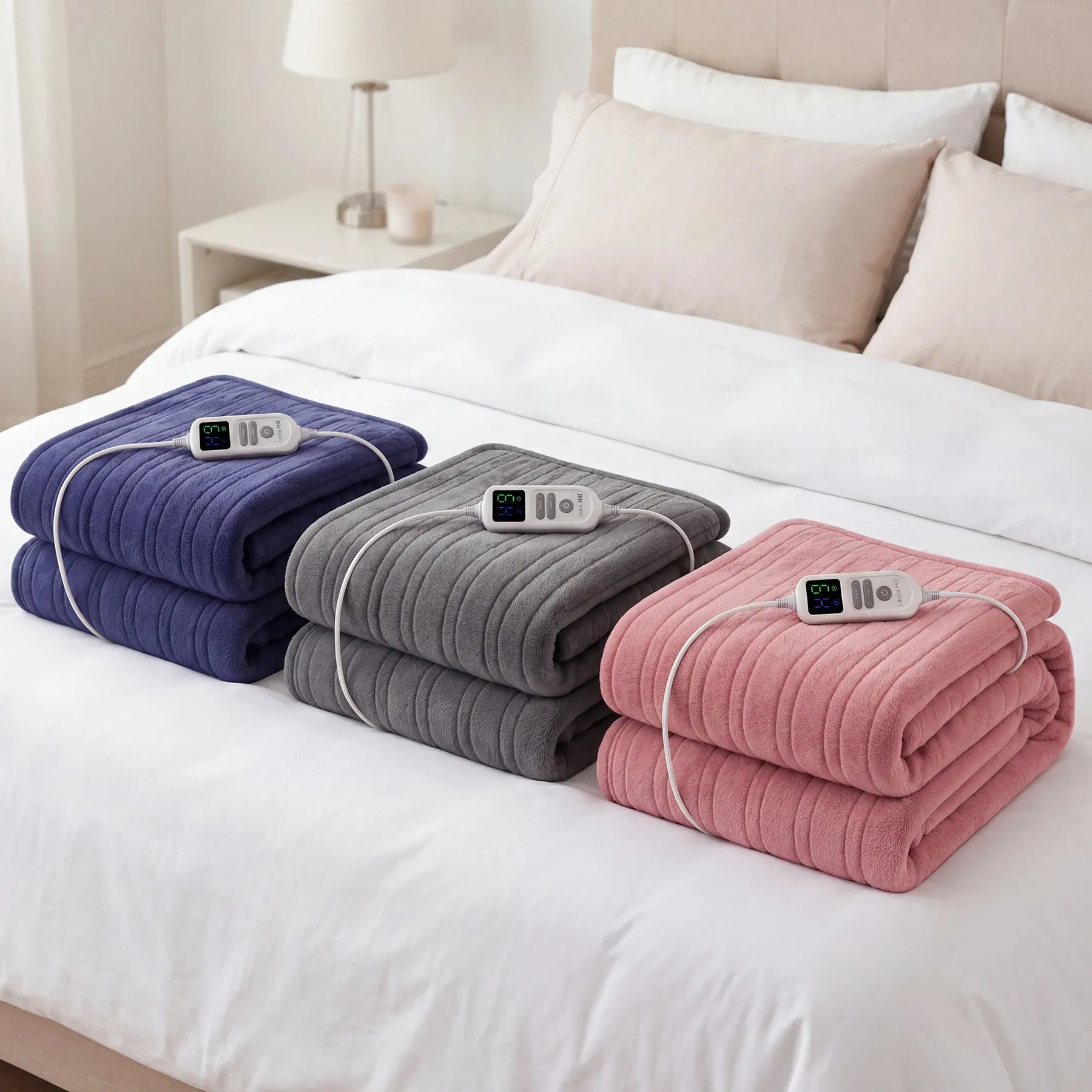 Laura Hill XL Electric Heated Blanket Throw – Grey 200 x 180cm, 10 Heat Settings
