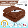 Laura Hill Electric Blanket Throw Rug Coral Fleece 160x130 cm 9 Temp Settings - SuperSaverAU - view 2