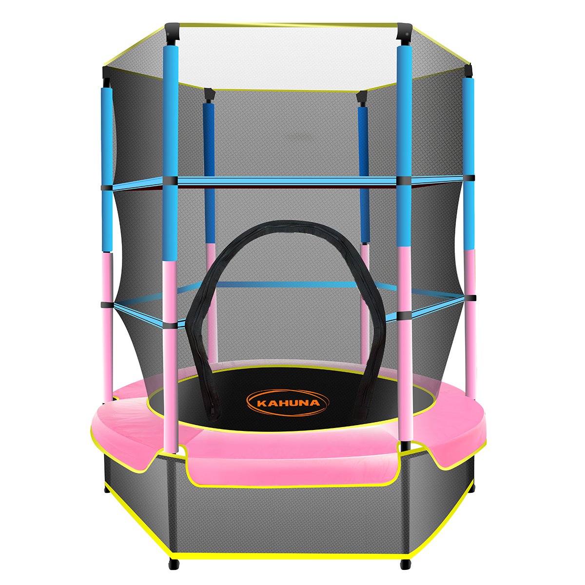 Kahuna 4.5ft Trampoline Round Free Safety Net Spring Pad Cover Mat Outdoor - Blue Pink - SuperSaverAU - view 1