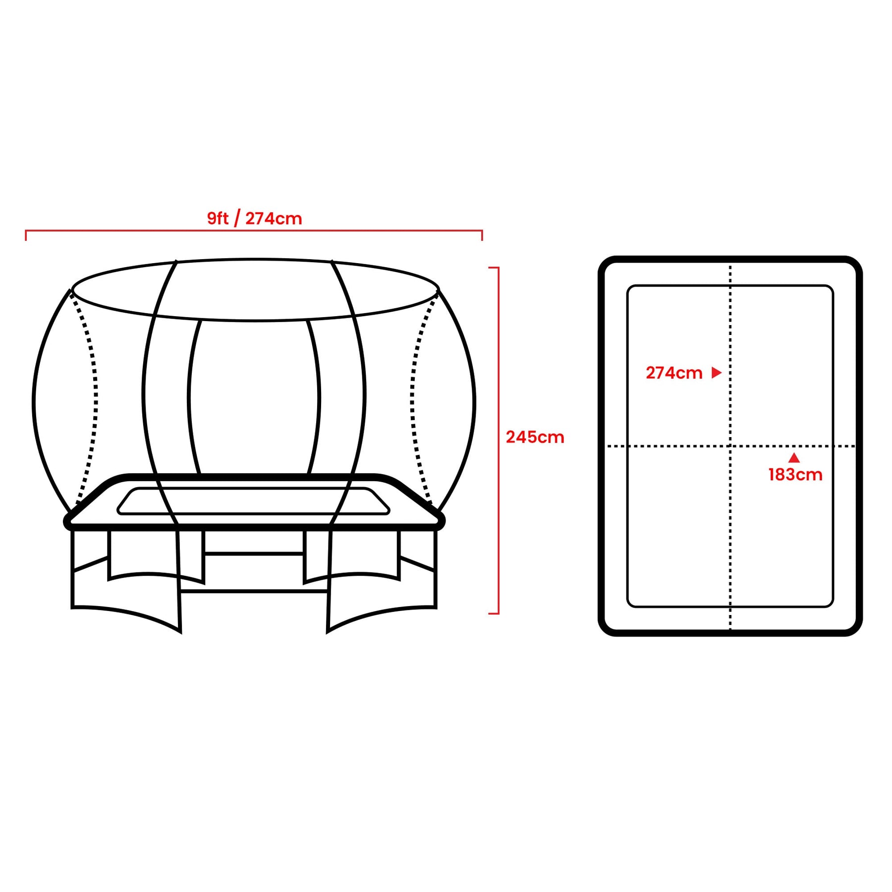 Kahuna 6ft x 9ft Rectangular Outdoor Trampoline with Basketball Set & Safety Net - SuperSaverAU - view 3