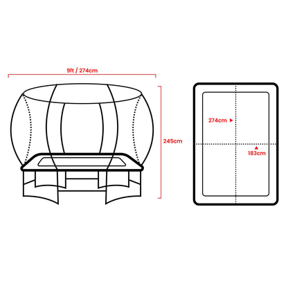 Kahuna 6ft x 9ft Rectangular Outdoor Trampoline with Basketball Set & Safety Net