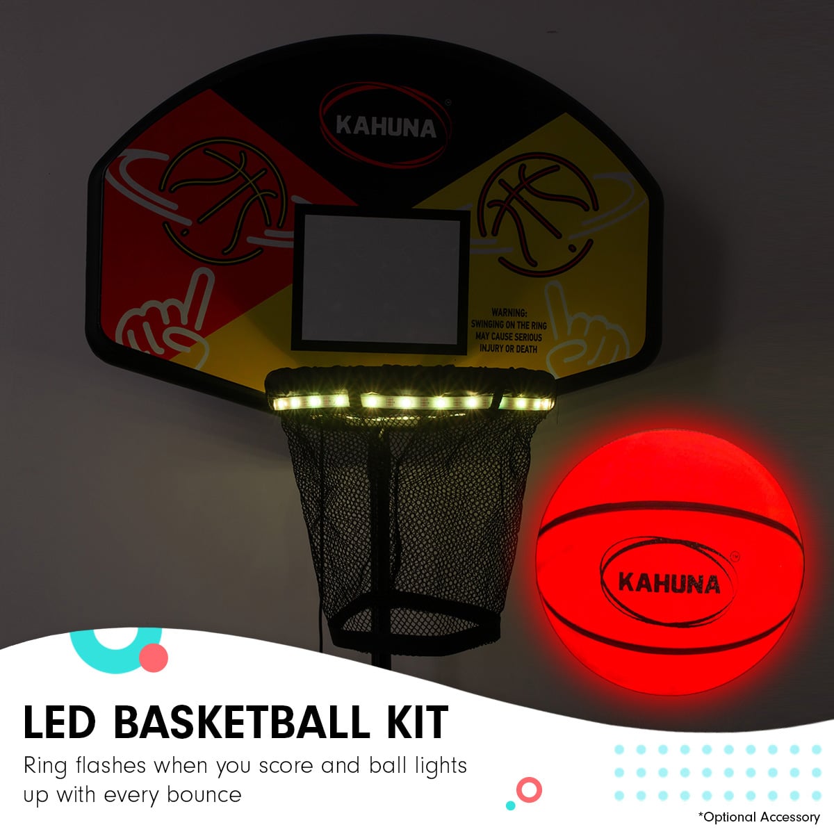 Kahuna 9ft x 6ft Rectangular Trampoline with Safety Net & LED Basketball Set - SuperSaverAU - view 8