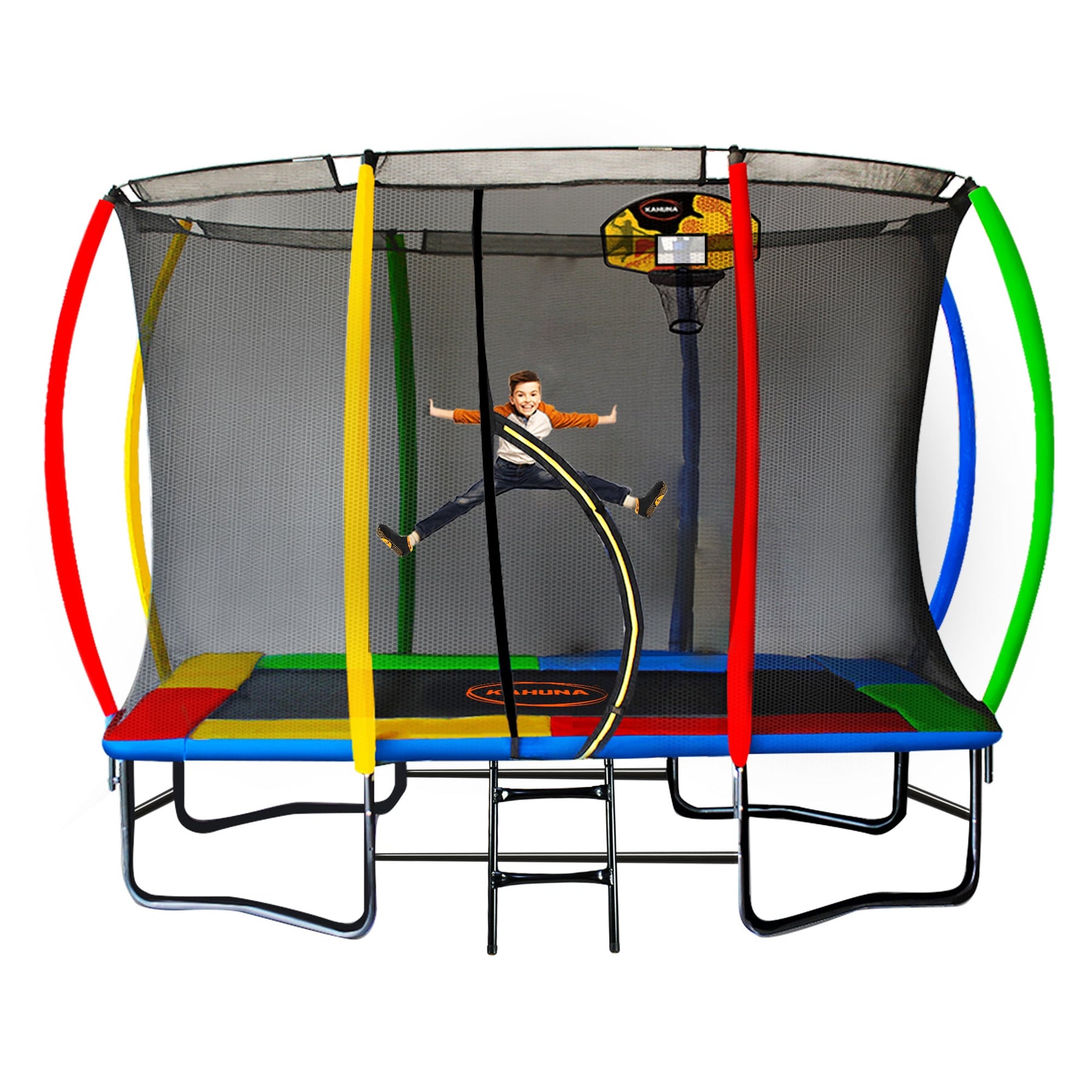 Kahuna 9ft x 6ft Rectangular Trampoline with Safety Net & LED Basketball Set - SuperSaverAU - view 12
