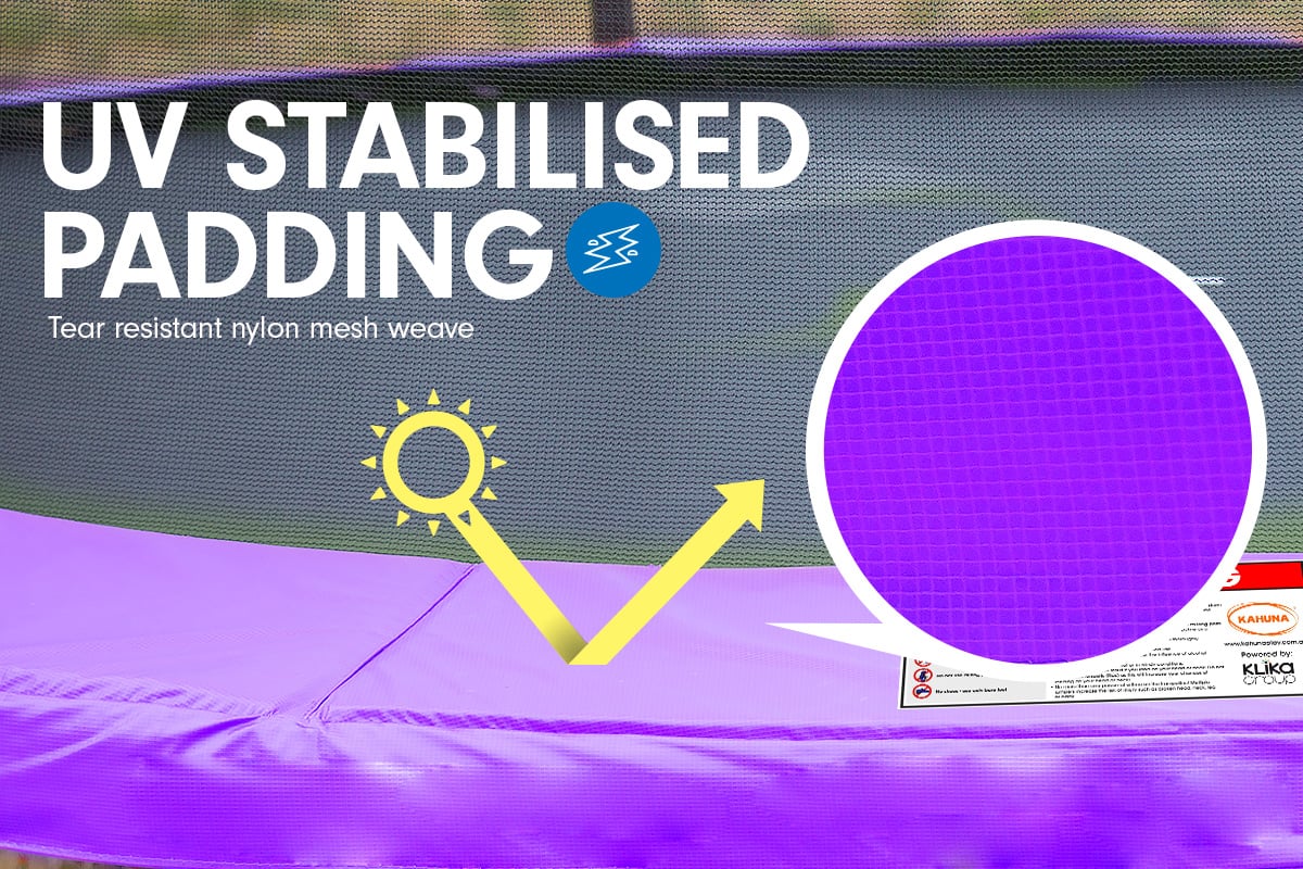 Kahuna 6ft Trampoline with Net, Ladder, Basketball Set & Safety Pad - Purple - SuperSaverAU - view 9