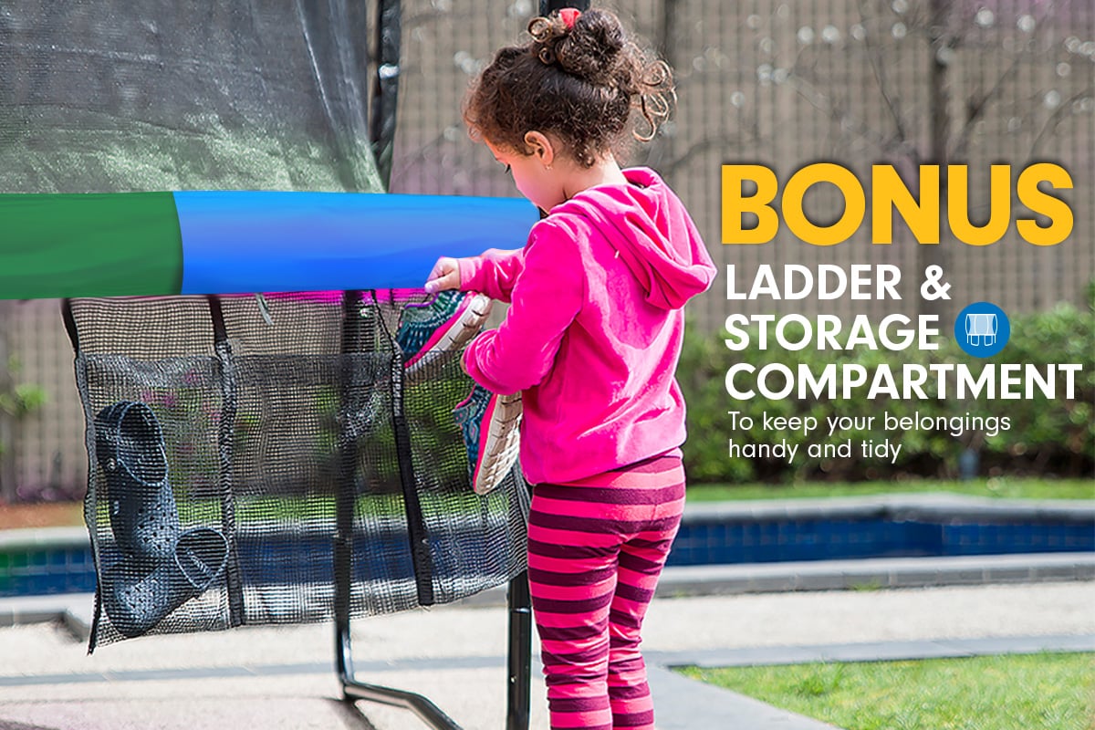 Kahuna 6ft Trampoline with Safety Net, UV-Stabilised Padding, Ladder & Shoe Tidy - SuperSaverAU - view 7