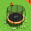Kahuna 8ft Outdoor Orange Trampoline For Kids And Children Suited For Fitness Exercise Gymnastics With Safety Enclosure Basketball Hoop Set - SuperSaverAU - view 3