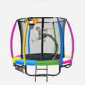 Kahuna 8ft Outdoor Trampoline Kids Children With Safety Enclosure Mat Pad Net Ladder Basketball Hoop Set - Rainbow - SuperSaverAU - view 1