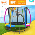 Kahuna 8ft Outdoor Trampoline Kids Children With Safety Enclosure Mat Pad Net Ladder Basketball Hoop Set - Rainbow - SuperSaverAU - view 4