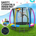 Kahuna 8ft Outdoor Trampoline Kids Children With Safety Enclosure Mat Pad Net Ladder Basketball Hoop Set - Rainbow - SuperSaverAU - view 5