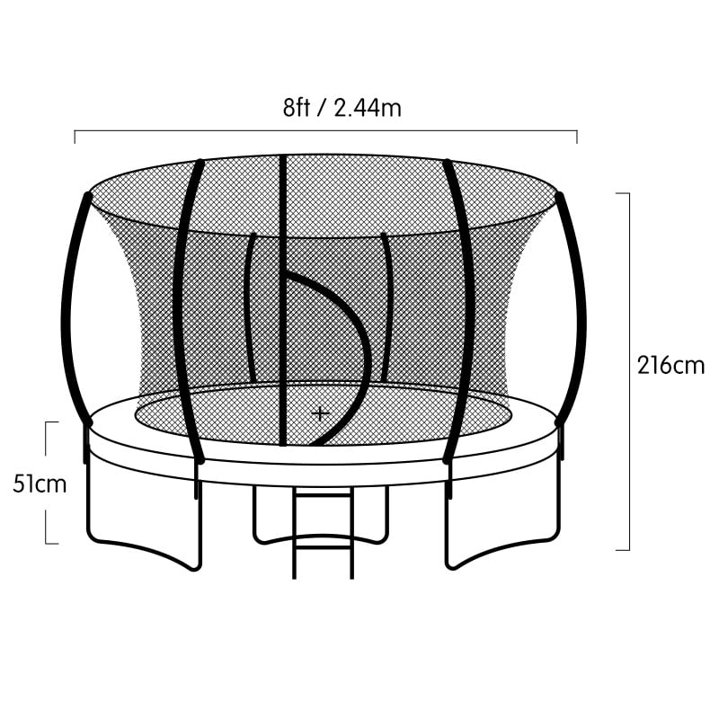 Kahuna 8ft Outdoor Trampoline Kids Children With Safety Enclosure Mat Pad Net Ladder Basketball Hoop Set - Rainbow - SuperSaverAU - view 8