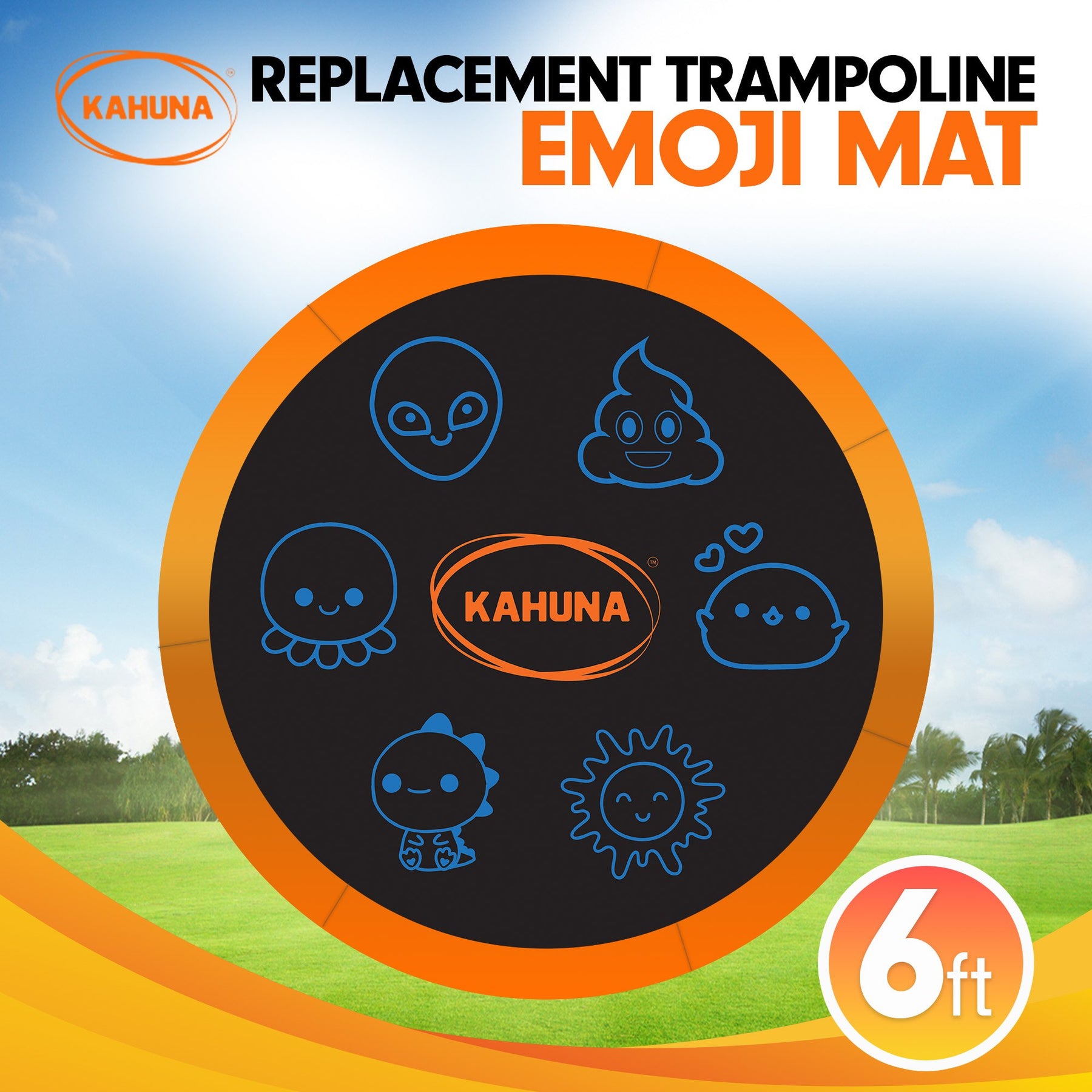 Kahuna 6ft Replacement Trampoline Jumping Mat - Emoji - SuperSaverAU - view 2
