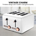 Pronti 4-Slice Toaster with Rose Gold Trim, 6 Toast Settings, Stainless Steel - SuperSaverAU - view 2