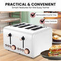 Pronti 4-Slice Toaster with Rose Gold Trim, 6 Toast Settings, Stainless Steel - SuperSaverAU - view 6