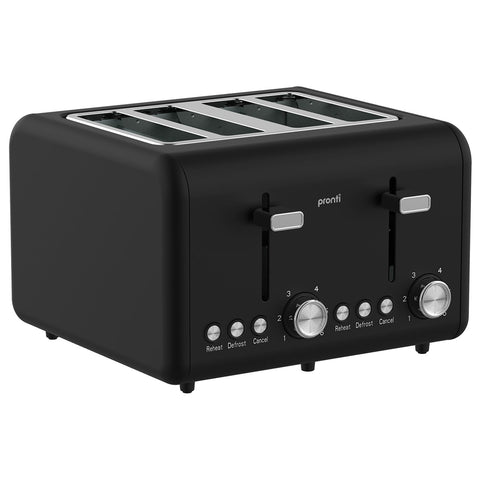 Pronti Silver Noir 4 Slice Toaster with Dual Controls
