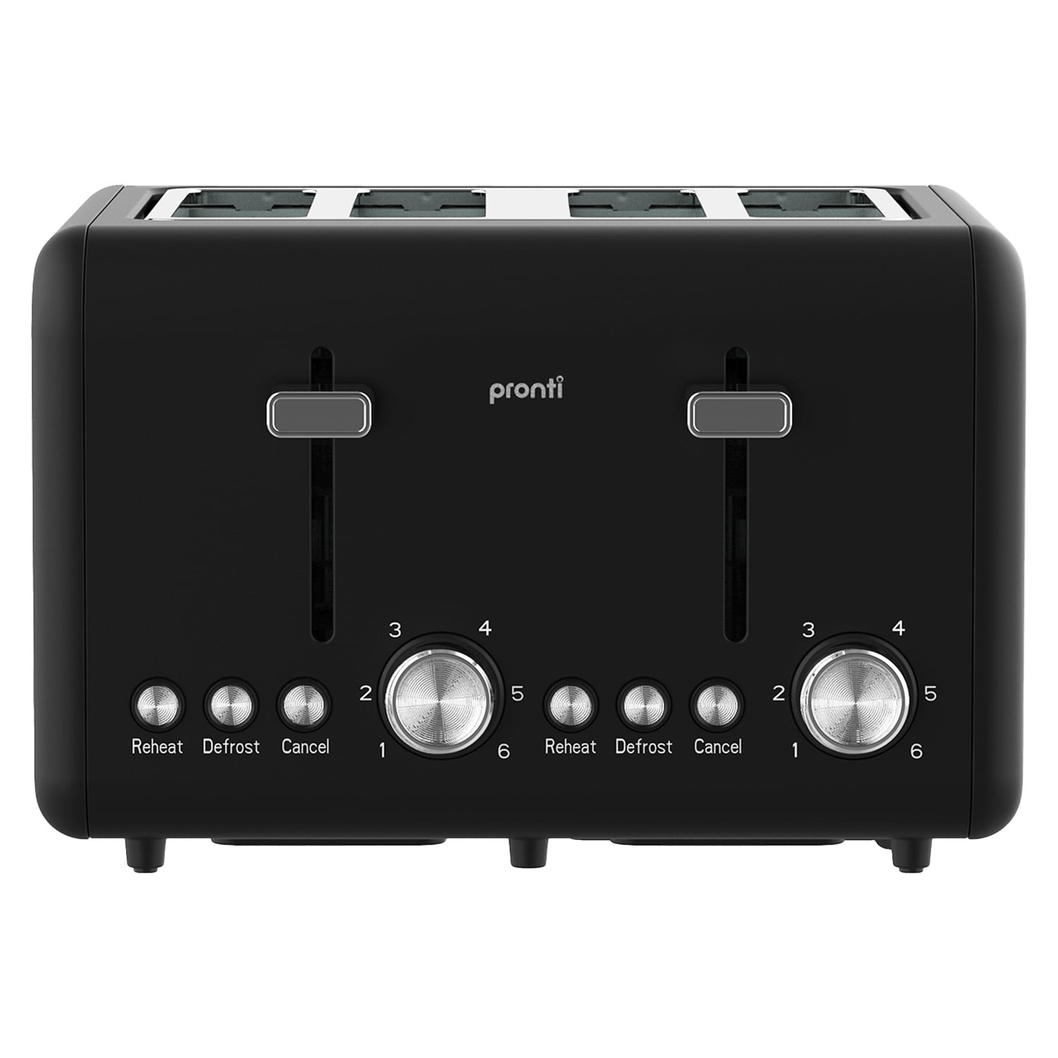 Pronti Silver Noir 4 Slice Toaster with Dual Controls