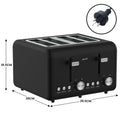 Pronti Silver Noir 4 Slice Toaster with Dual Controls