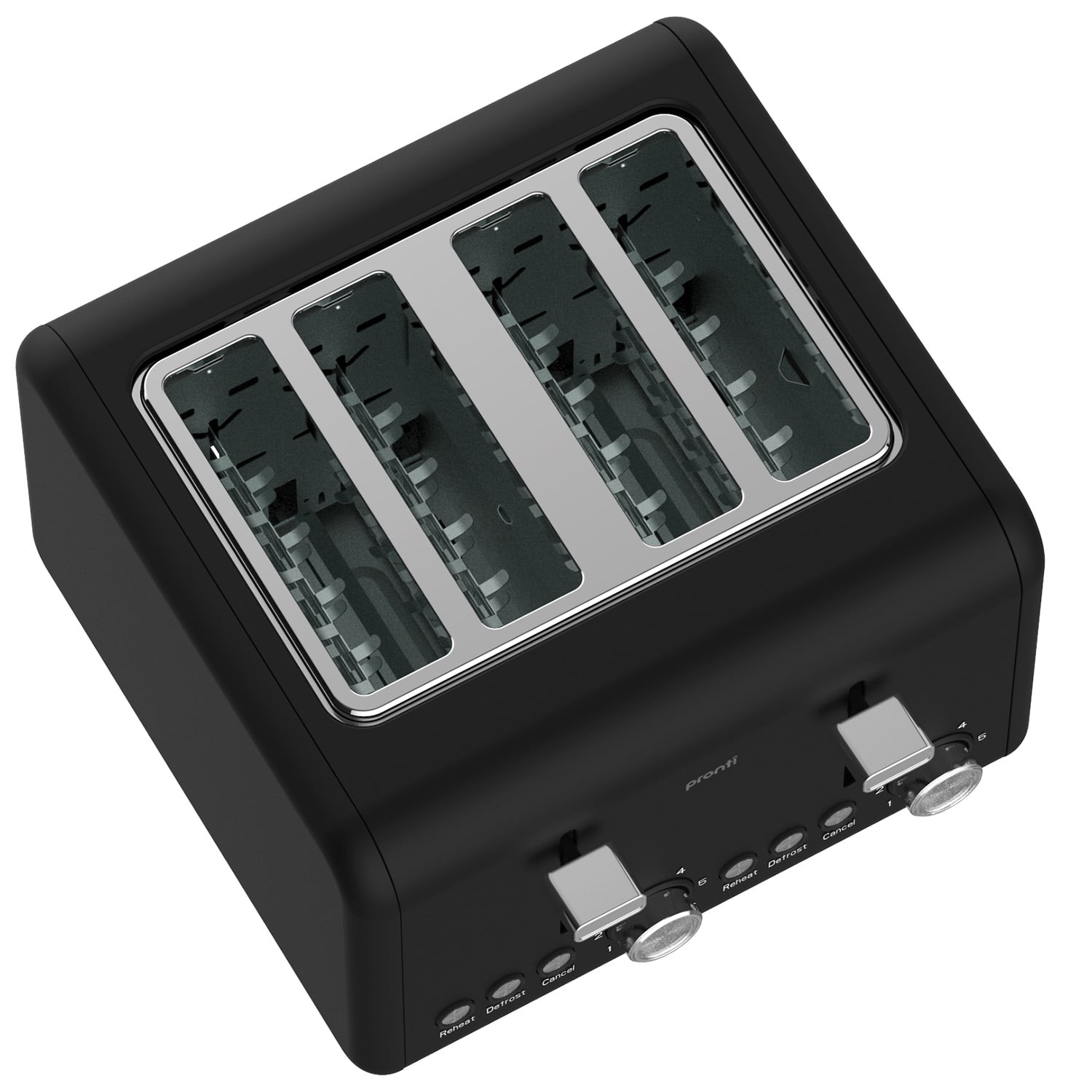 Pronti Silver Noir 4 Slice Toaster with Dual Controls