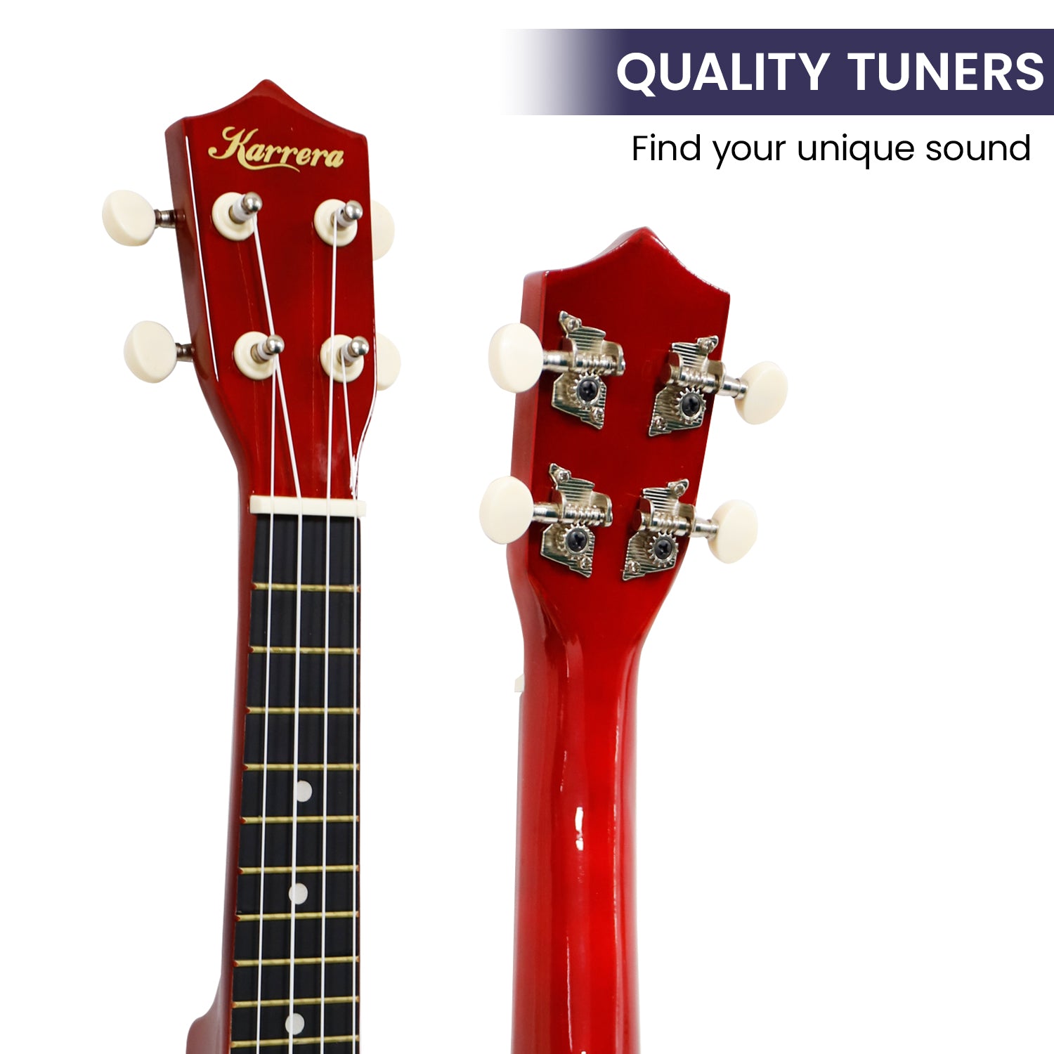 Karrera 21 Inch Natural Wooden Ukulele with Nylon Strings and Geared Tuners