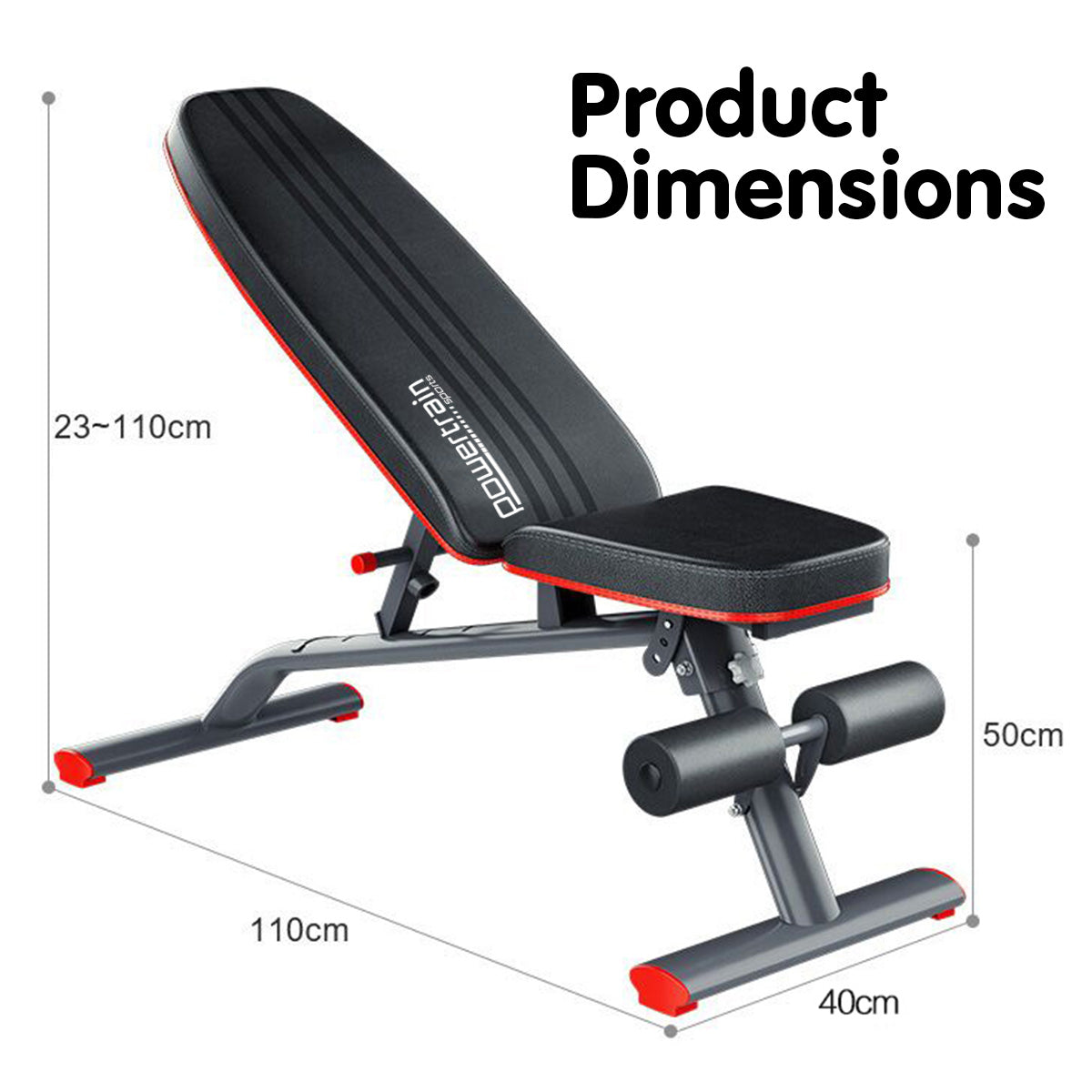 Powertrain Home Gym Bench Adjustable Flat Incline Decline FID 250KG Load - SuperSaverAU - view 9