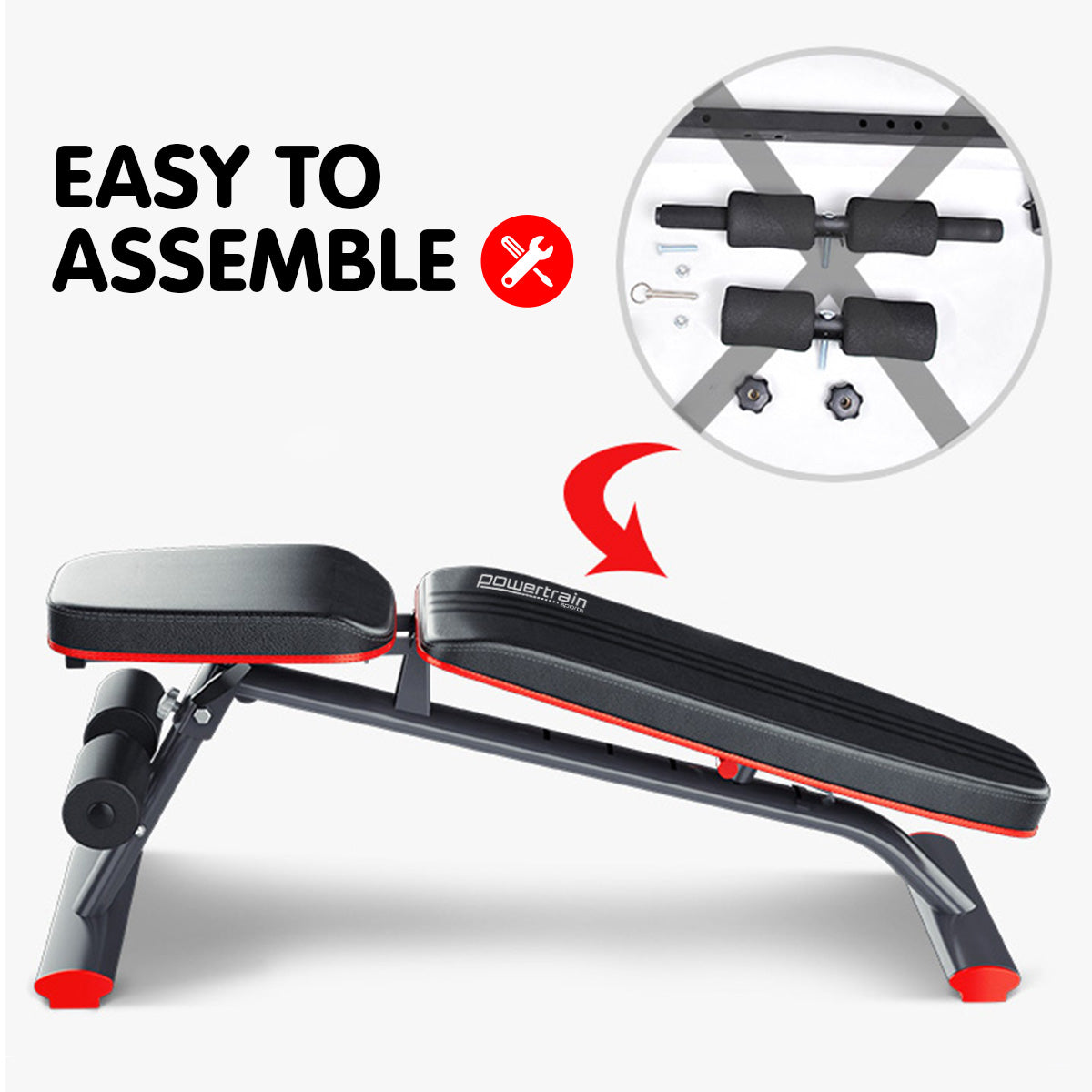 Powertrain Home Gym Bench Adjustable Flat Incline Decline FID 250KG Load - SuperSaverAU - view 10