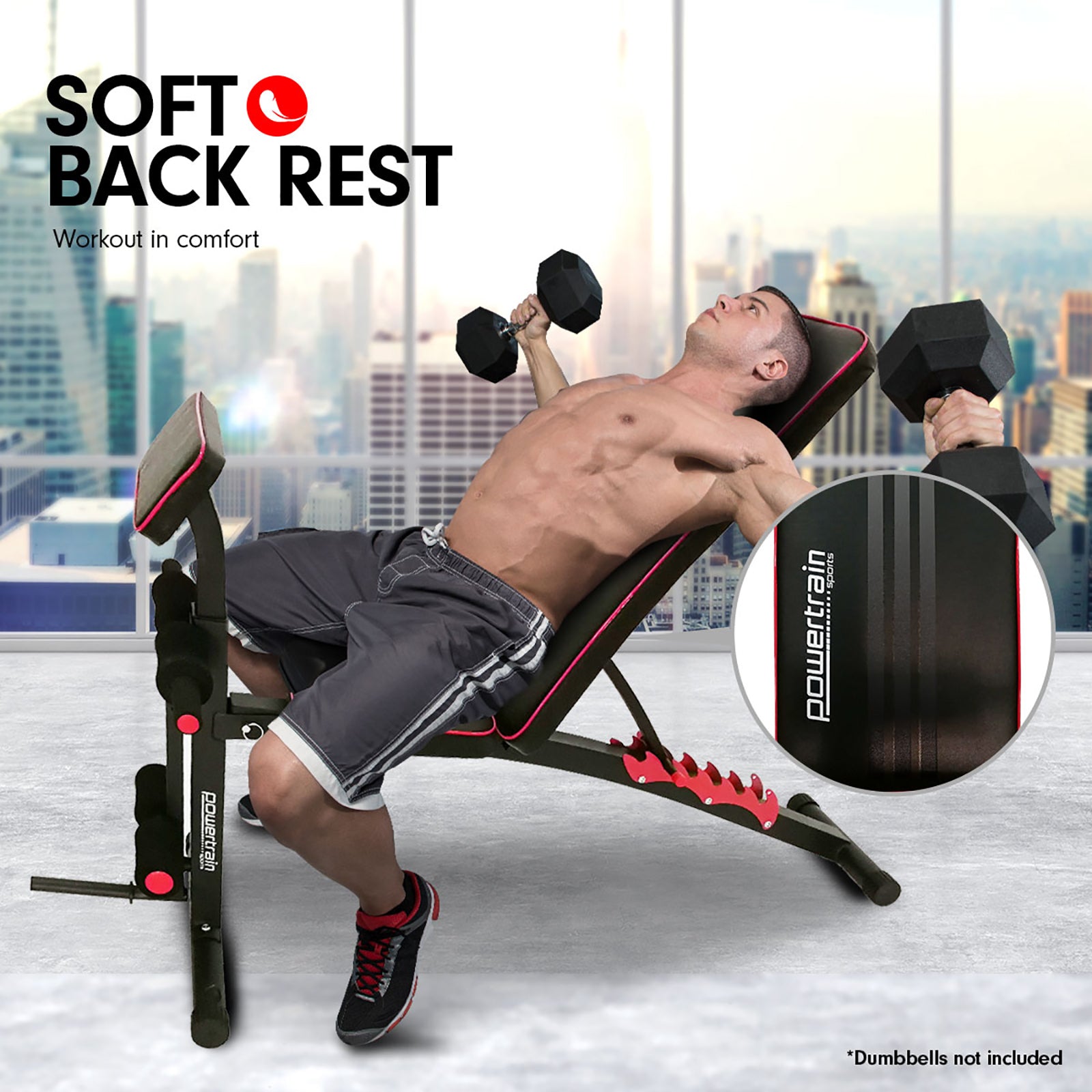 Powertrain Adjustable FID Home Gym Bench with Preacher Curl Pad - 150kg Load - SuperSaverAU - view 5