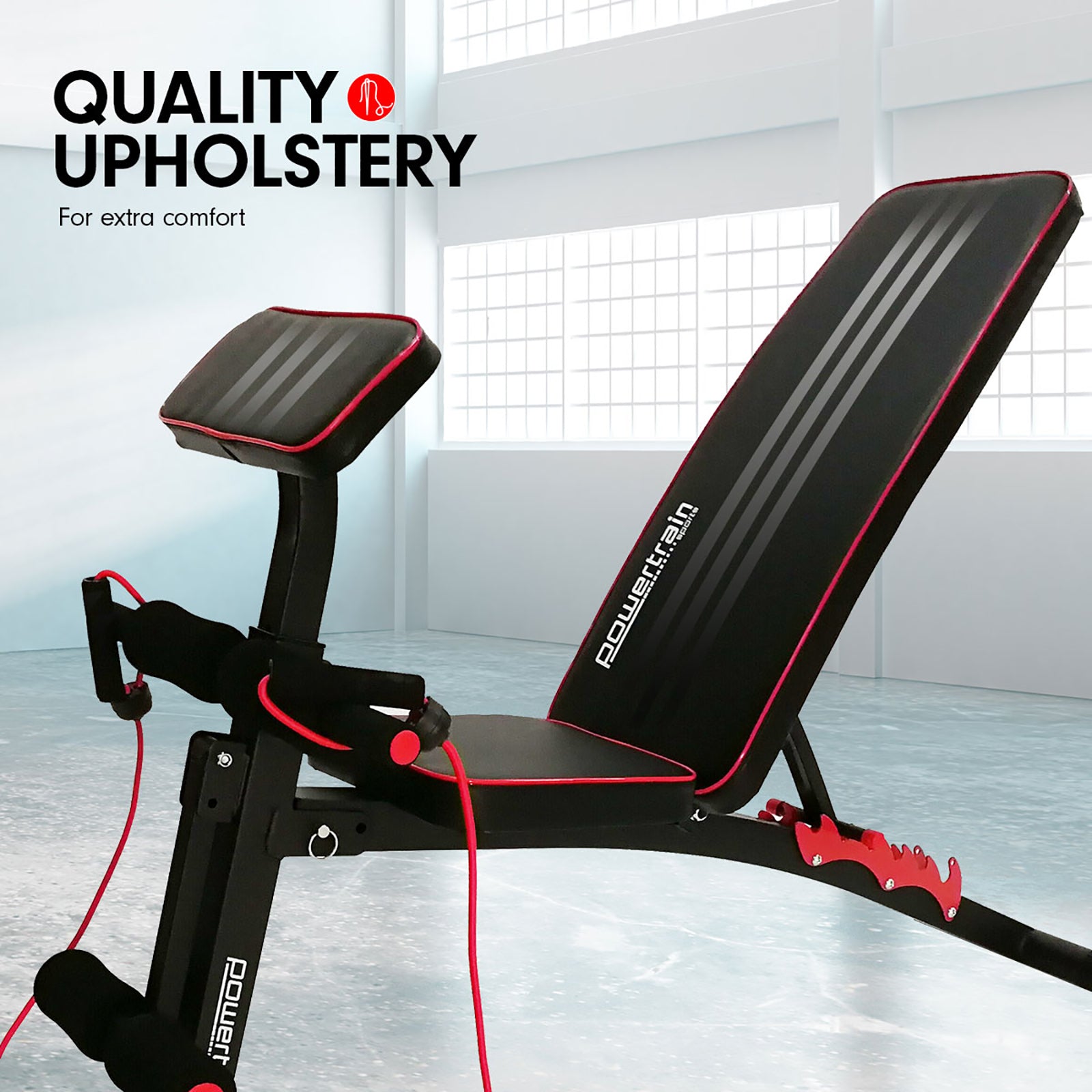 Powertrain Adjustable FID Home Gym Bench with Preacher Curl Pad - 150kg Load - SuperSaverAU - view 7