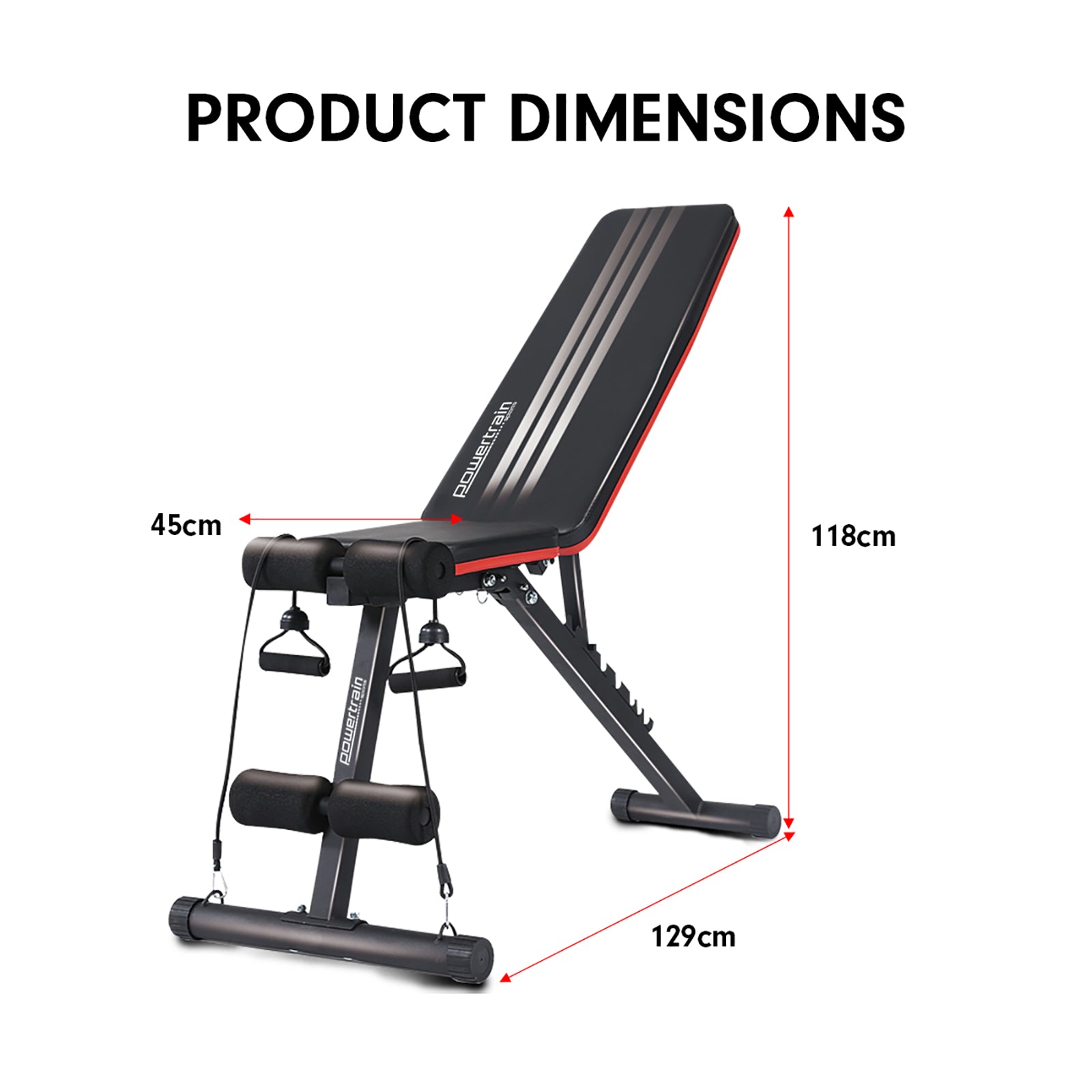 Powertrain Adjustable Incline Decline Exercise Bench Resistance Bands - SuperSaverAU - view 8