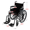 Orthonica Black 24-Inch Foldable Steel Wheelchair with Brakes and Adjustable Footrests