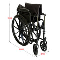 Orthonica Black 24-Inch Foldable Steel Wheelchair with Brakes and Adjustable Footrests