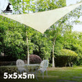 Wallaroo Waterproof Triangle Shade Sail 160GSM UV Block - Sand, 5 x 5 x 5m