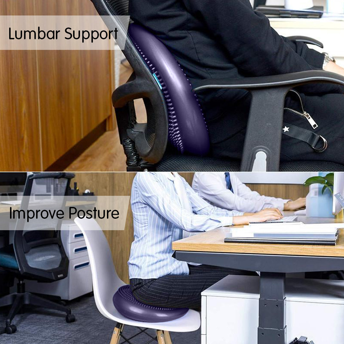 Powertrain Yoga Stability Disc with Pump - 34.5cm - Purple