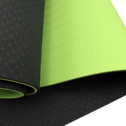 Powertrain TPE Yoga Exercise Mat Home Gym Pilates Fitness 8mm Thick in Black/Green
