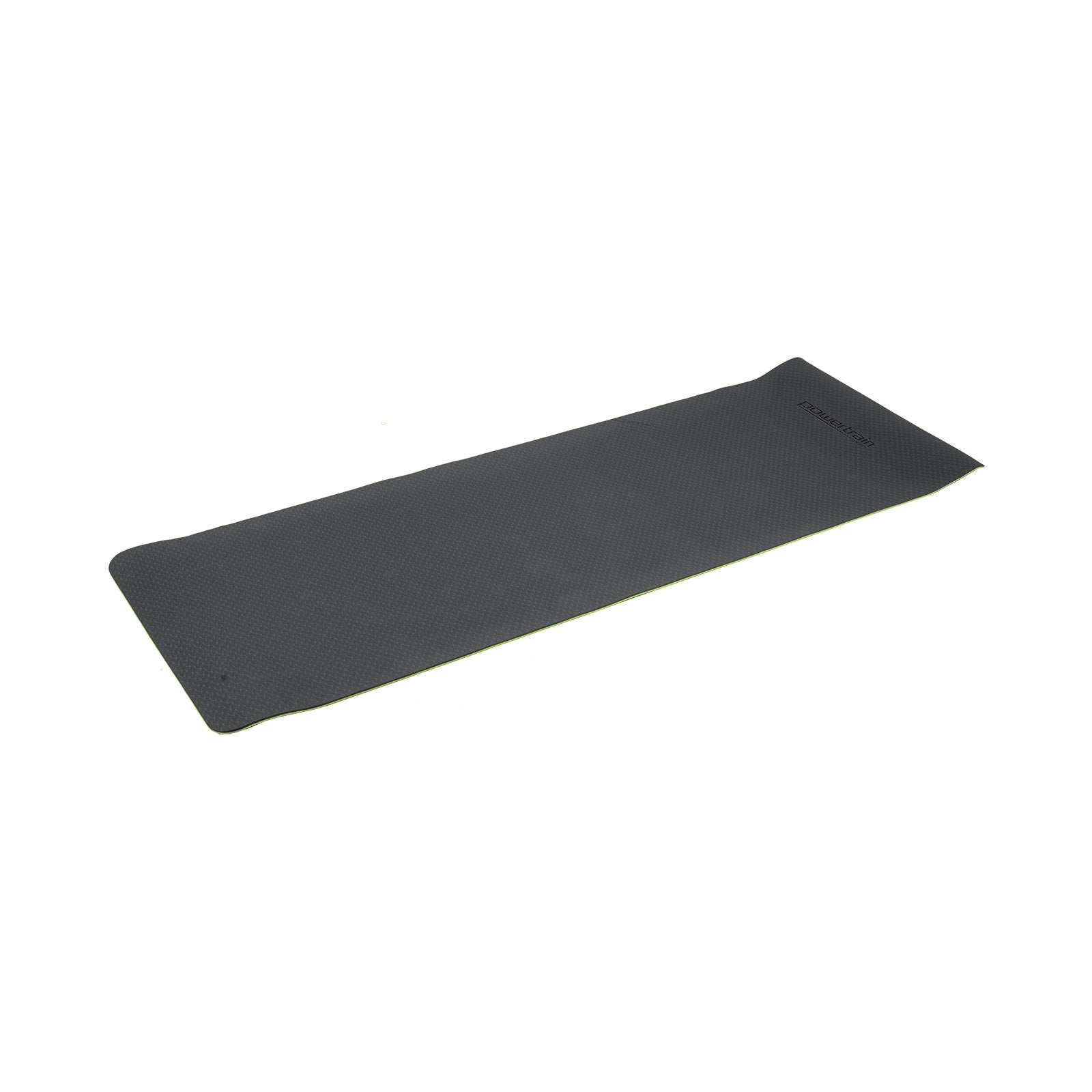 Powertrain Dual Layer TPE Yoga Mat with Carry Strap - Black/Green, 8mm