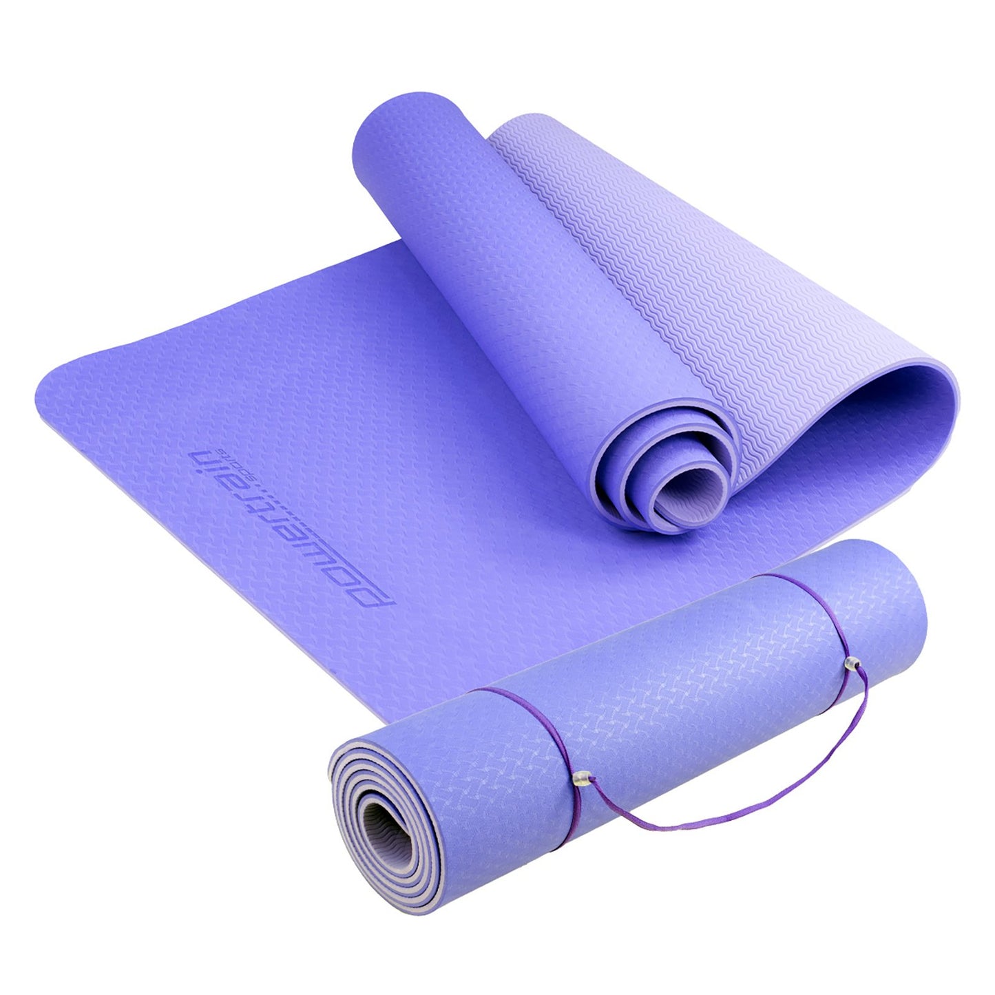 Powertrain TPE Yoga Exercise Mat Home Gym Pilates Fitness 8mm Thick in Light Purple