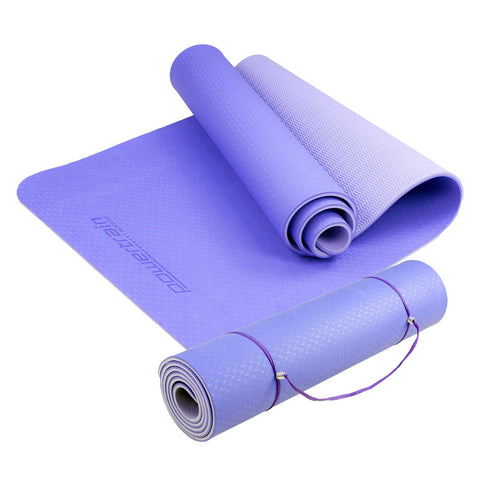 Powertrain TPE Yoga Mat 183cm x 61cm 8mm Thick Non-Slip with Carry Strap - SuperSaverAU - view 1
