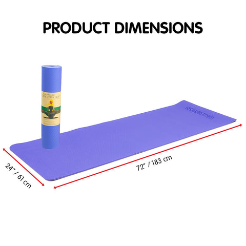 Powertrain TPE Yoga Mat 183cm x 61cm 8mm Thick Non-Slip with Carry Strap - SuperSaverAU - view 2