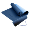 Powertrain Dual Layer TPE Yoga Mat with Carry Strap - Dark Blue, 8mm
