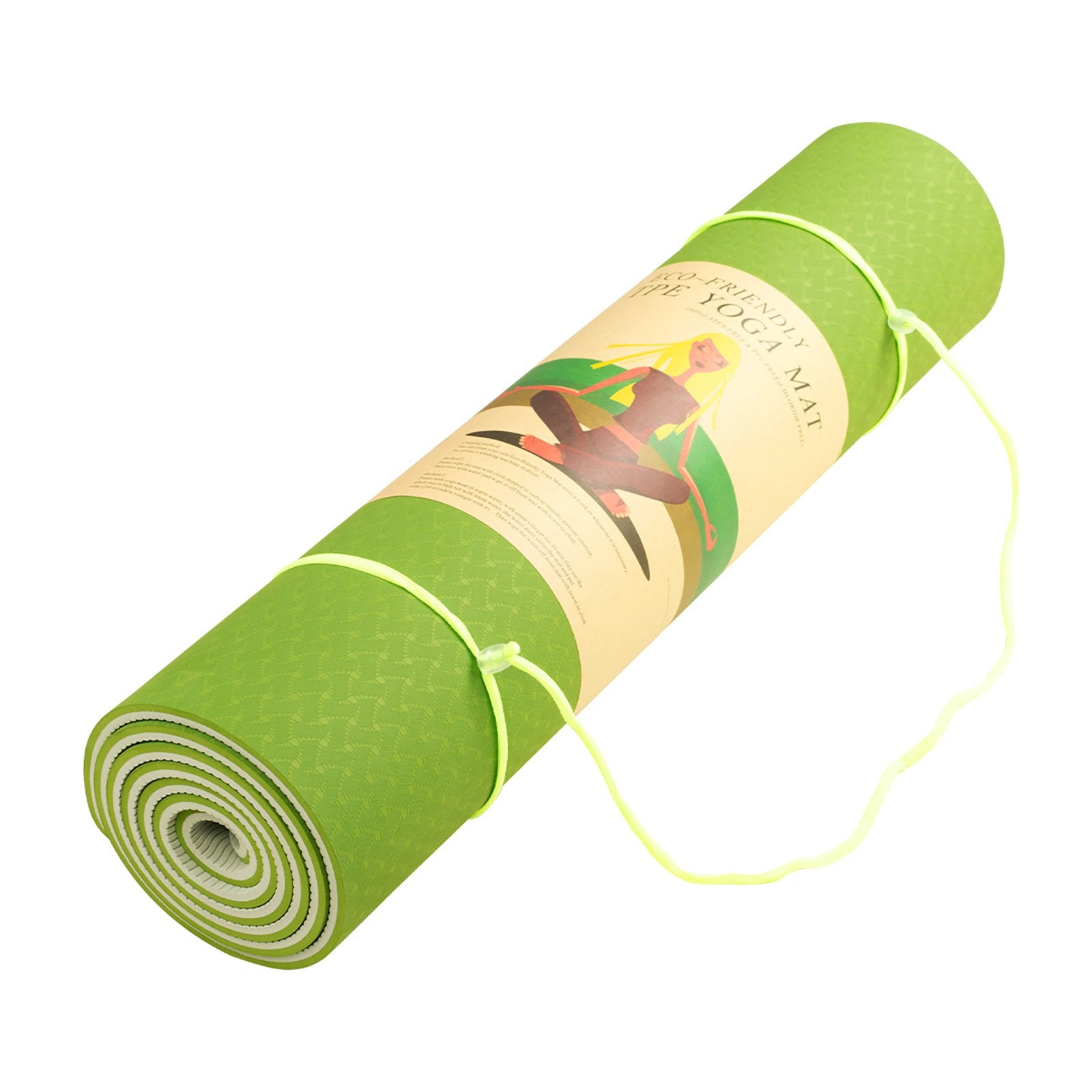 Powertrain TPE Yoga Mat 183cm x 61cm - 8mm Thick, Non-Slip, Green - SuperSaverAU - view 4