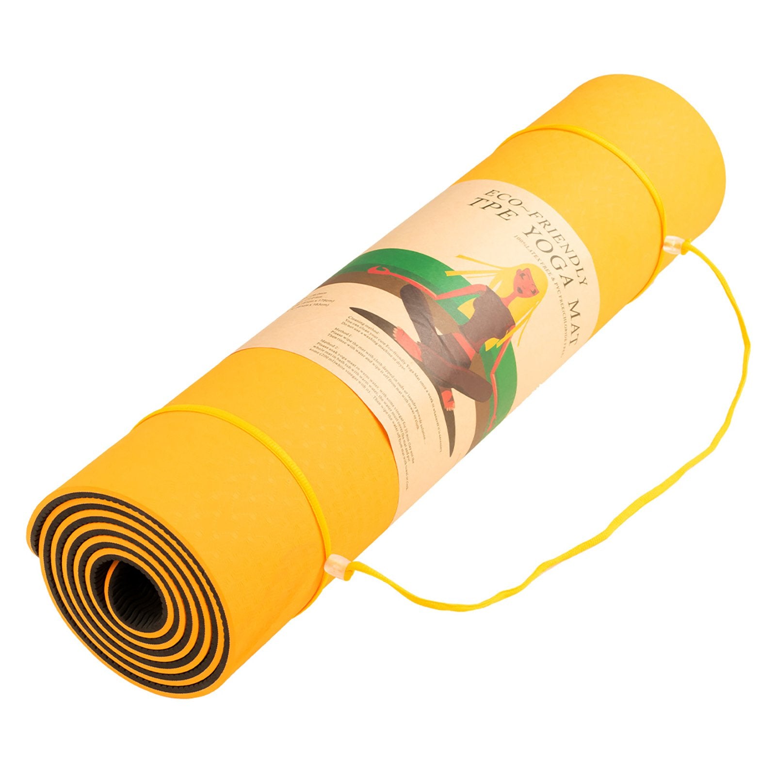 Powertrain TPE Yoga Mat 183cm x 61cm 8mm Thick Non-Slip Orange with Carry Strap - SuperSaverAU - view 4