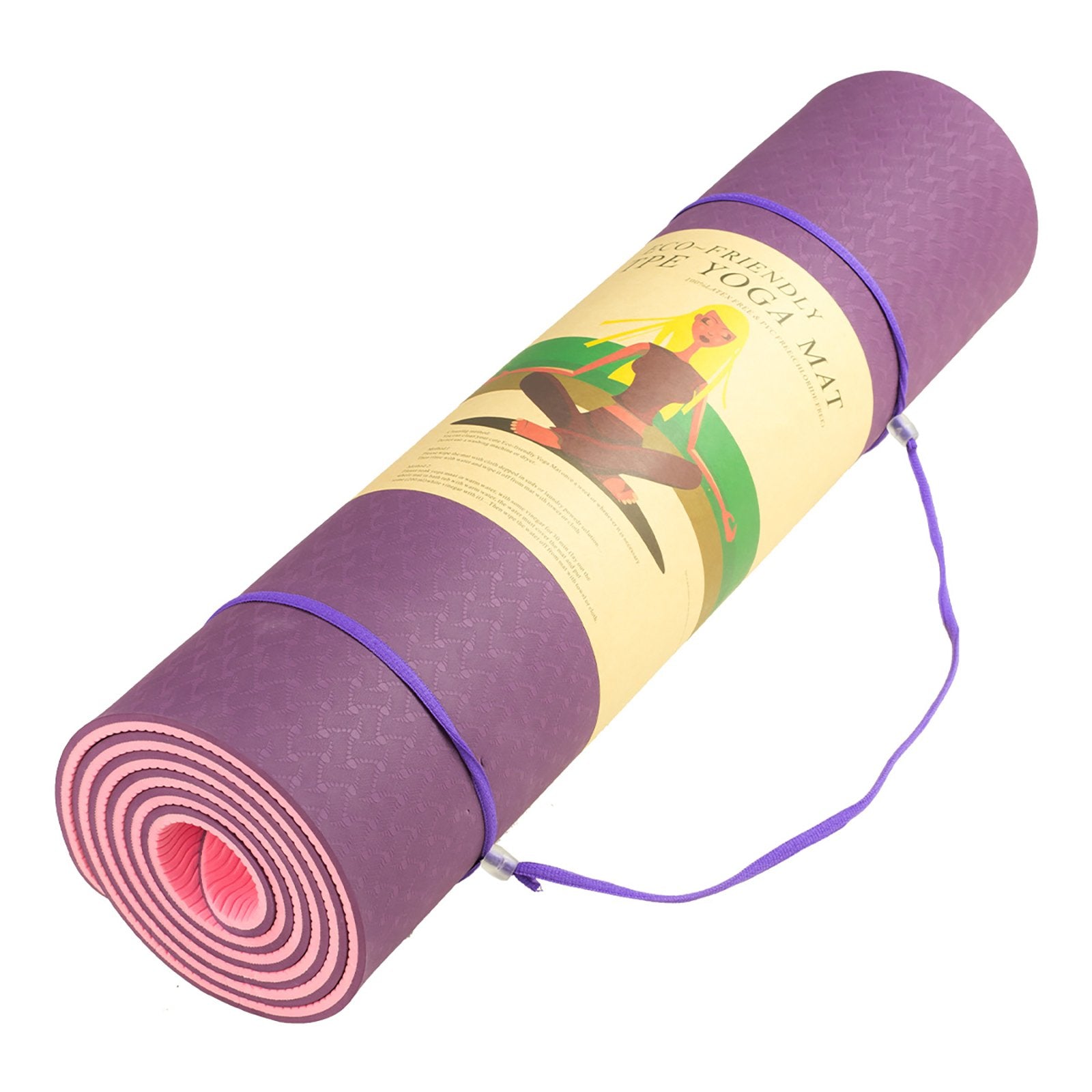 Powertrain TPE Yoga Mat 183cm x 61cm 8mm Thick Dark Purple Non-Slip - SuperSaverAU - view 3
