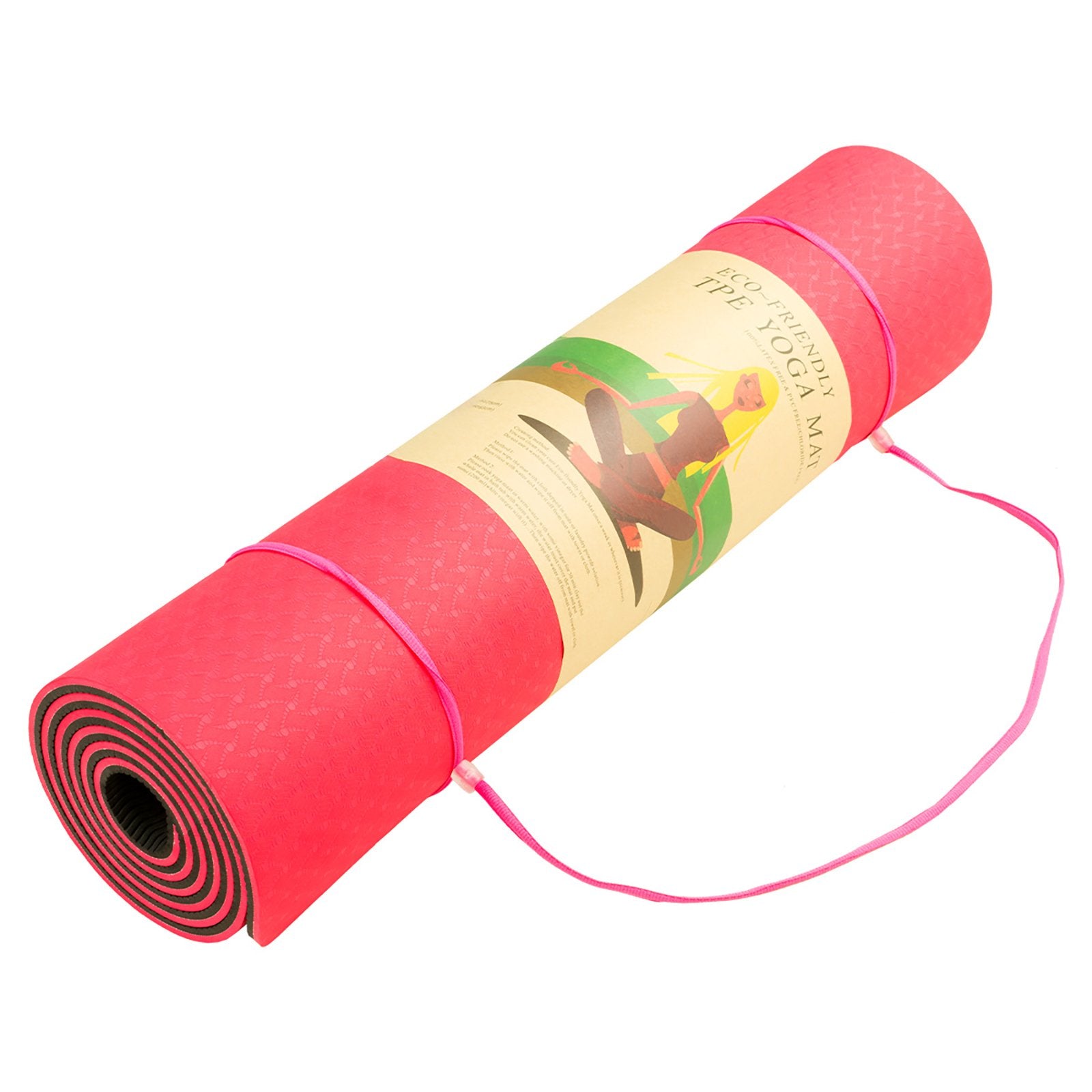 Powertrain TPE Yoga Mat 183cm x 61cm - 8mm Thick, Non-Slip, Red - SuperSaverAU - view 4