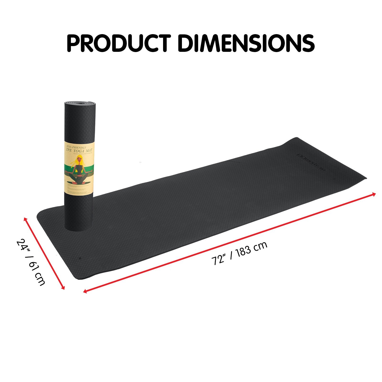 Powertrain Eco-friendly Dual Layer 6mm Yoga Mat | Midnight | Non-slip Surface And Carry Strap For Ultimate Comfort And Portability - SuperSaverAU - view 4