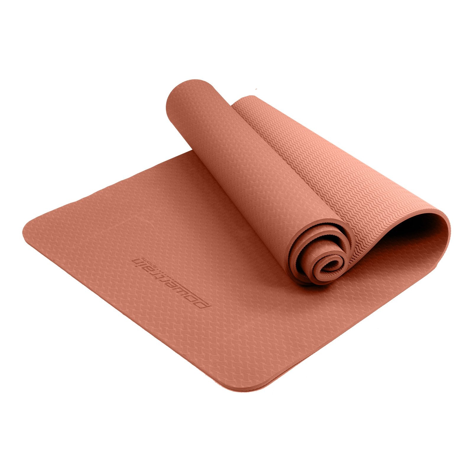 Powertrain Dual Layer TPE Yoga Mat with Carry Strap - Pink, 6mm